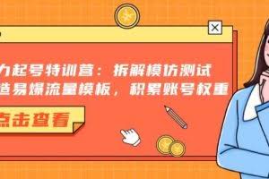 （13184期）暴力起号特训营：拆解模仿测试，打造易爆流量模板，积累账号权重
