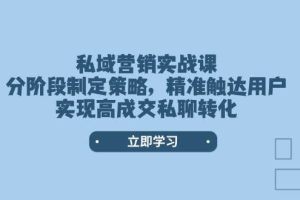 （14100期）私域营销实战课，分阶段制定策略，精准触达用户，实现高成交私聊转化