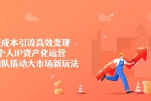 （14555期）低成本引流高效变现，个人IP资产化运营，小团队撬动大市场新玩法