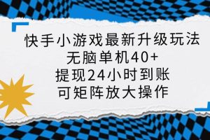 （14166期）快手小游戏最新版升级玩法，新风口，无脑单机日入40+，可批量放大，小…