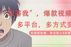 （14116期）回答我爆款视频,自带流量，AI拉新，分成计划等多方式、多平台变现，单…