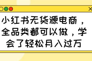 （14100期）小红书无货源电商，全品类都可以做，学会了轻松月入过万