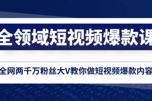 （8356期）全领域 短视频爆款课，全网两千万粉丝大V教你做短视频爆款内容