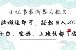 （14251期）小红书暴力推文，小白宝妈均可做，日入300＋