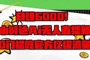 （14211期）日赚6000+！抖音小时达Ai无人直播躺赚新风口，0门槛吃官方亿级流量！