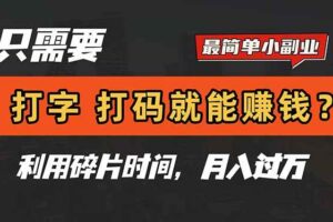 （14673期）只需要打字，打码，就能赚钱？简单的赚钱小副业，利用碎片时间，月入过万
