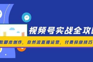 （14925期）视频号实战全攻略，爆款脚本创作，自然流直播运营，付费投放技巧
