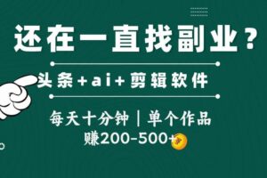 头条全新玩发加持软件搬视频，每天十分钟，单个作品收入200-500左右