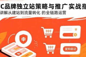 （15818期）DTC品牌独立站策略与推广实战指南，系统讲解从建站到流量转化的全链路运营