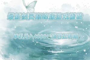 （15491期）最新剑灵巅峰服游戏搬砖，项目红利期，单机稳定4000+操作简单好上手