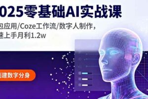 （16118期）2025零基础AI实战课，豆包应用/Coze工作流/数字人制作，快速上手月利1.2w