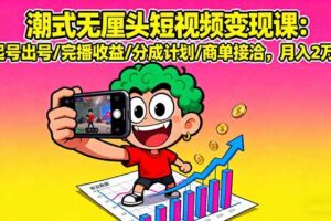 （16023期）潮式无厘头短视频变现课：起号出号/完播收益/分成计划/商单接洽，月入2万+