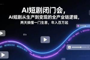 （17408期）AI短剧闭门会，AI短剧从生产到变现的全产业链逻辑，两天搞懂一门生意，年入百万起