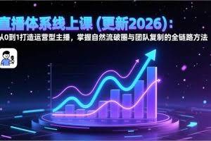 （17301期）直播体系线上课(更新2026)：从0到1打造运营型主播，掌握自然流破圈与团队复制的全链路方法