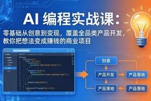 （17780期）AI编程实战课-第三期：零基础从创意到变现，覆盖全品类产品开发，把想法变成赚钱的商业项目
