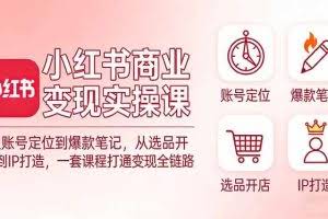 （17633期）小红书商业变现实操课：从账号定位到爆款笔记，从选品开店到IP打造，一套课程打通变现全链路