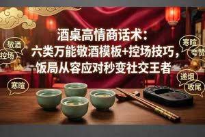 （18020期）付费文章：酒桌高情商话术：六类万能敬酒模板+控场技巧，饭局从容应对秒变社交王者